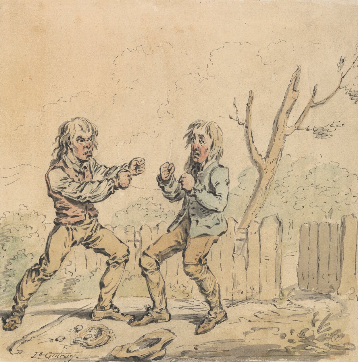 Kaksi miestä Fisticuffsissa tekijältä James Gillray