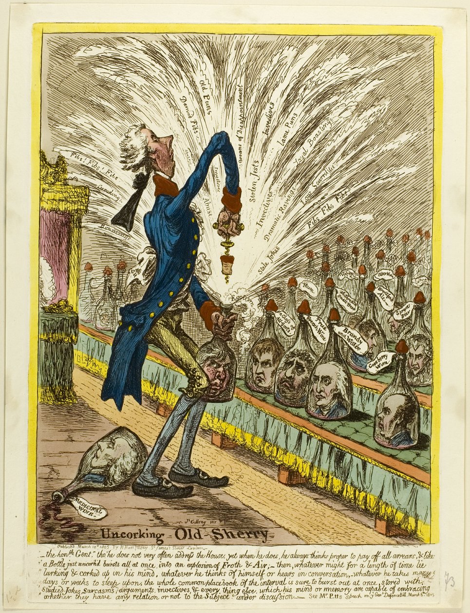 Vanhan sherryn korkkien avaaminen tekijältä James Gillray