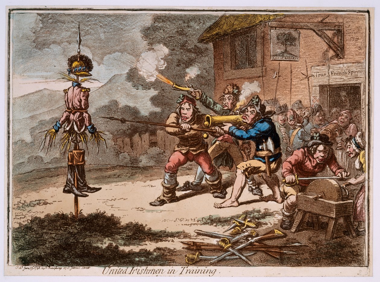 "United Irishmen in training" tekijältä James Gillray
