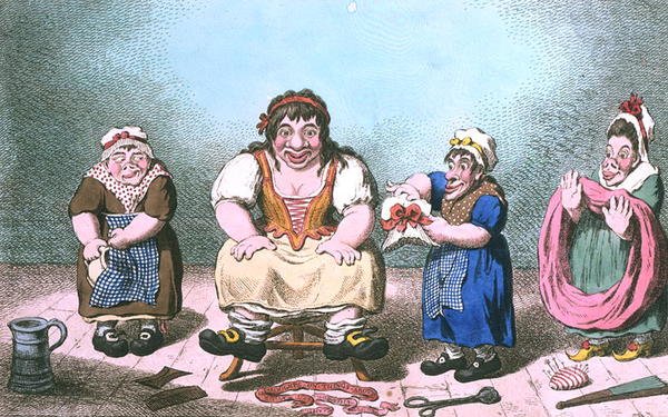 Venus Attired by the Graces, julkaissut Hannah Humphrey vuonna 1800 (käsinvärinen etsaus) tekijältä James Gillray