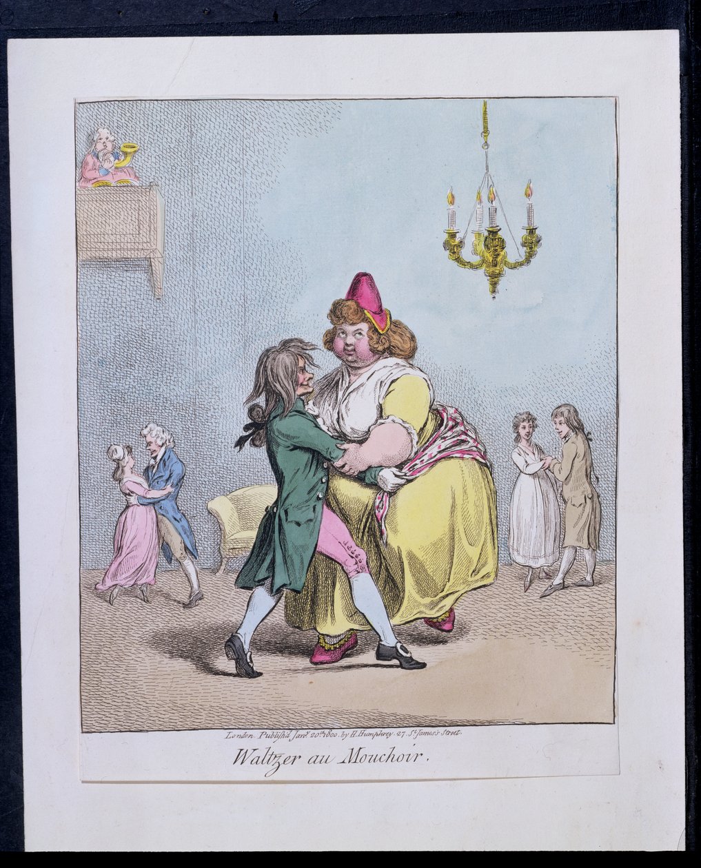 Waltzer au Mouchoir, julkaissut Hannah Humphrey vuonna 1800 (käsinvärinen etsaus) tekijältä James Gillray