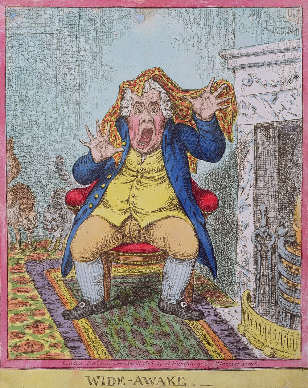 Wide Awake, julkaissut Hannah Humphrey vuonna 1806 (käsinvärinen etsaus) (katso myös 189788) tekijältä James Gillray