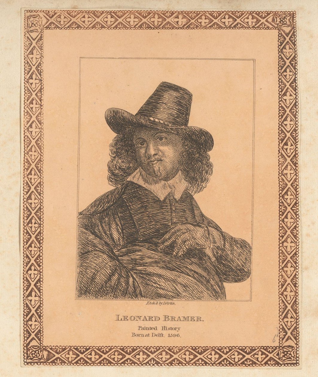 Portret van Leonaert Bramer Leonard Bramer (otsikko esineessä) tekijältä James Girtin