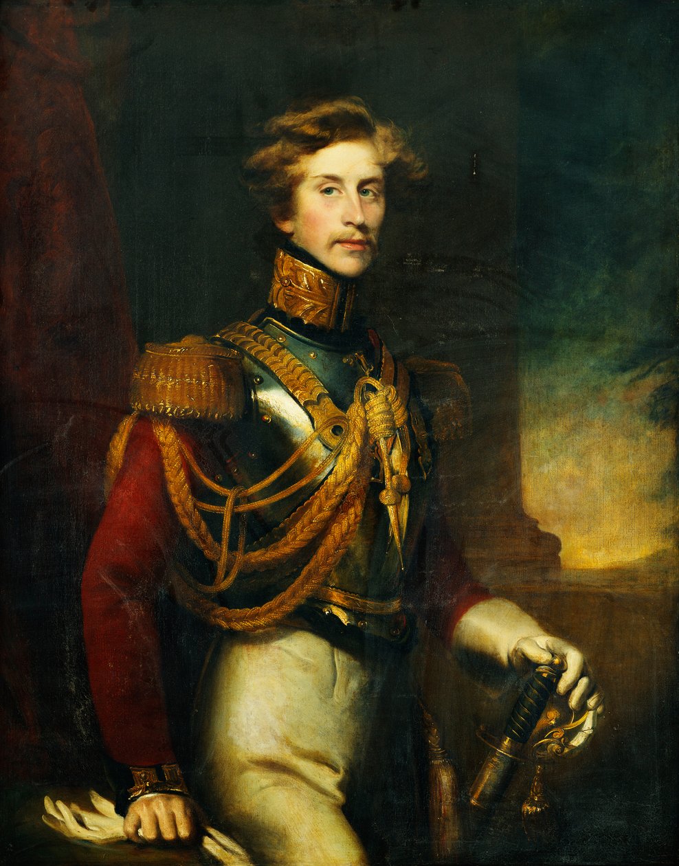 Arthur Vansittartin muotokuva, kolme neljäsosaa, henkivartijoiden univormussa, tekijältä James Godsell Middleton