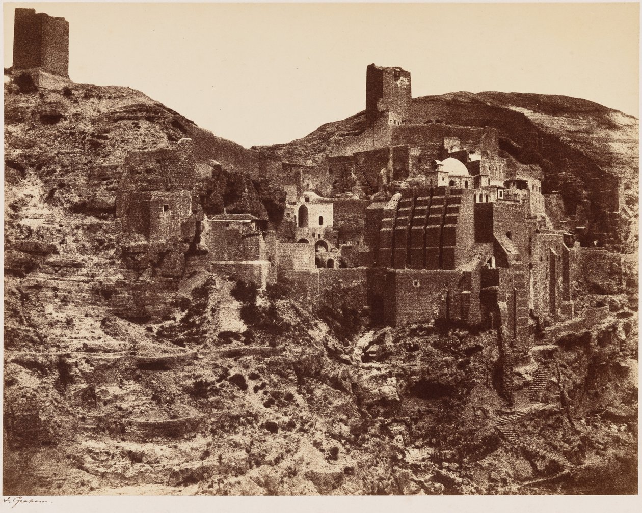Mar Saban luostari,c. 1855 (kuva) tekijältä James Graham