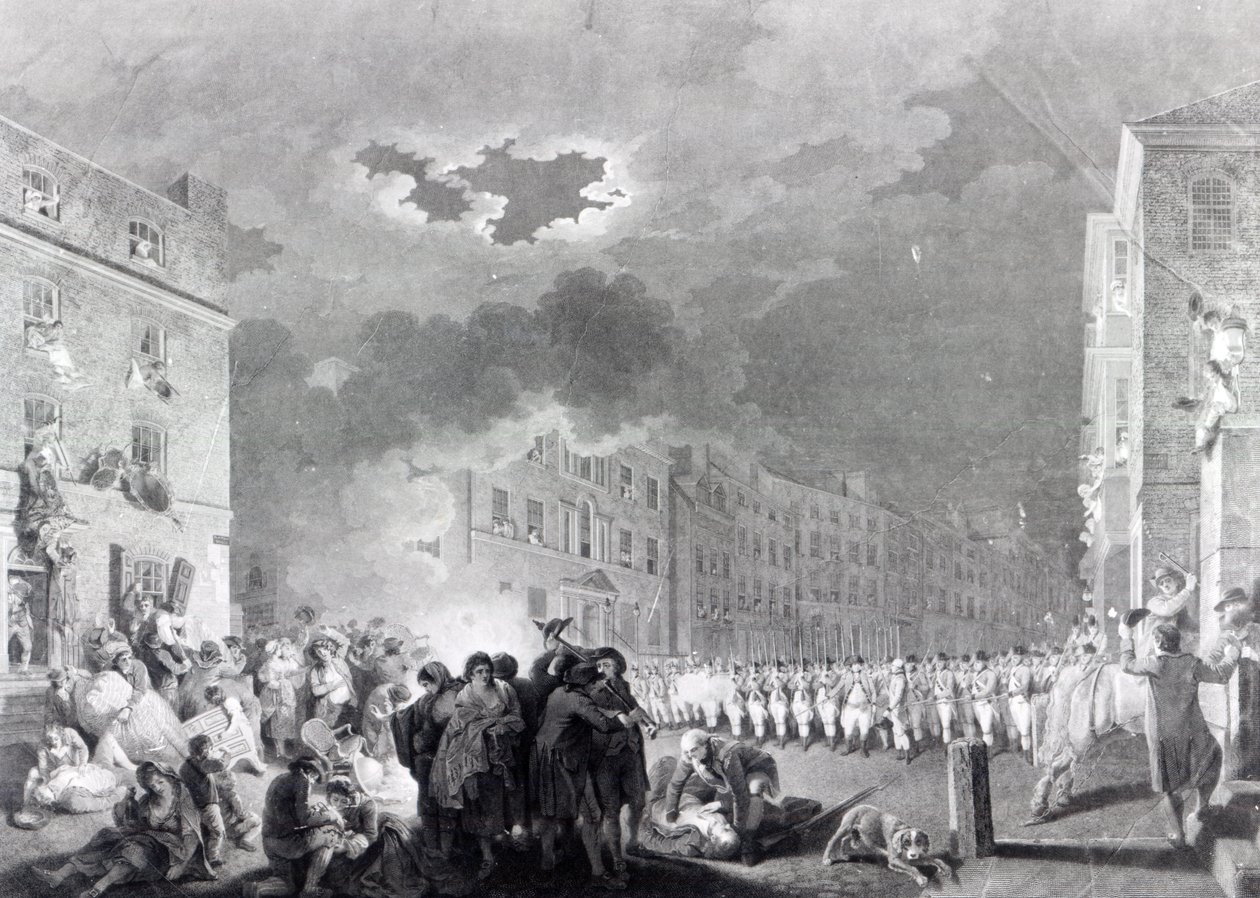 Mellakka Broad Streetillä kesäkuussa 1780 tekijältä James Heath