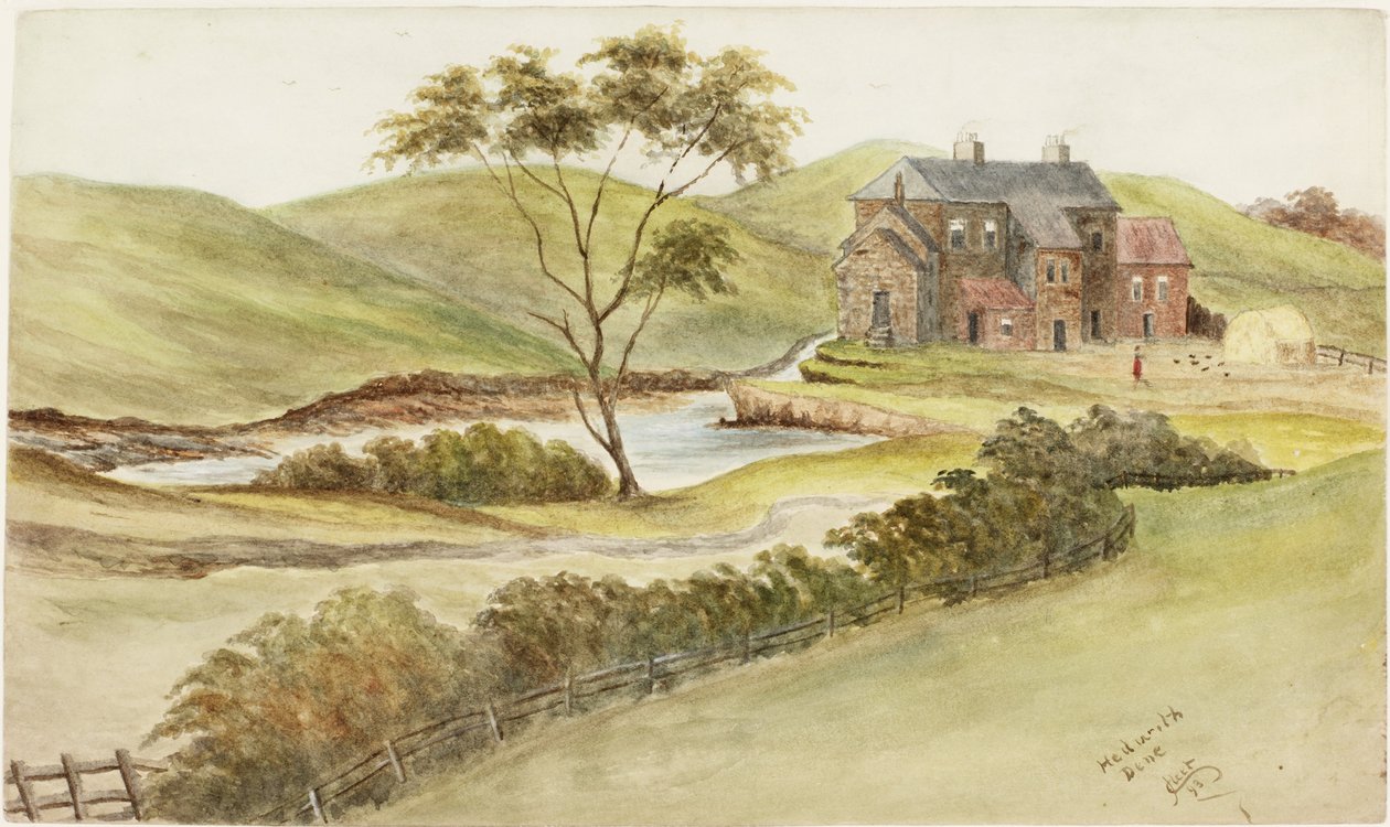 Hedworth Dene (akvarelli ja vartaloväri ja muste paperille) tekijältä James Henry Cleet