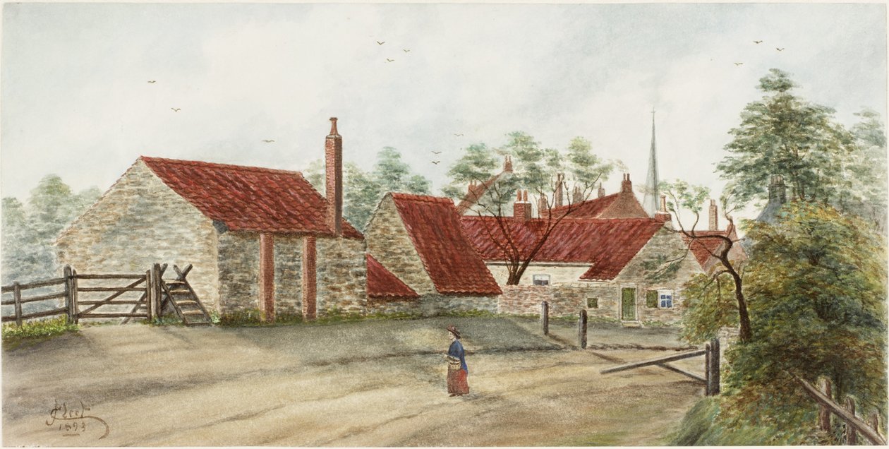 Silkeys Lane, Chirton, Northumberland (akvarelli ja vartaloväri paperilla) tekijältä James Henry Cleet