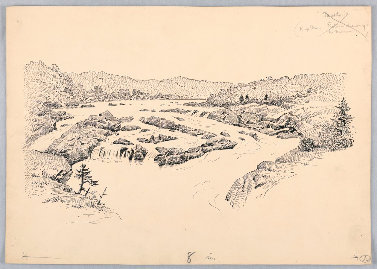 River Rapids, Design for Washington Board of Trade Dinner, 13. toukokuuta 1908 tekijältä James Henry Moser
