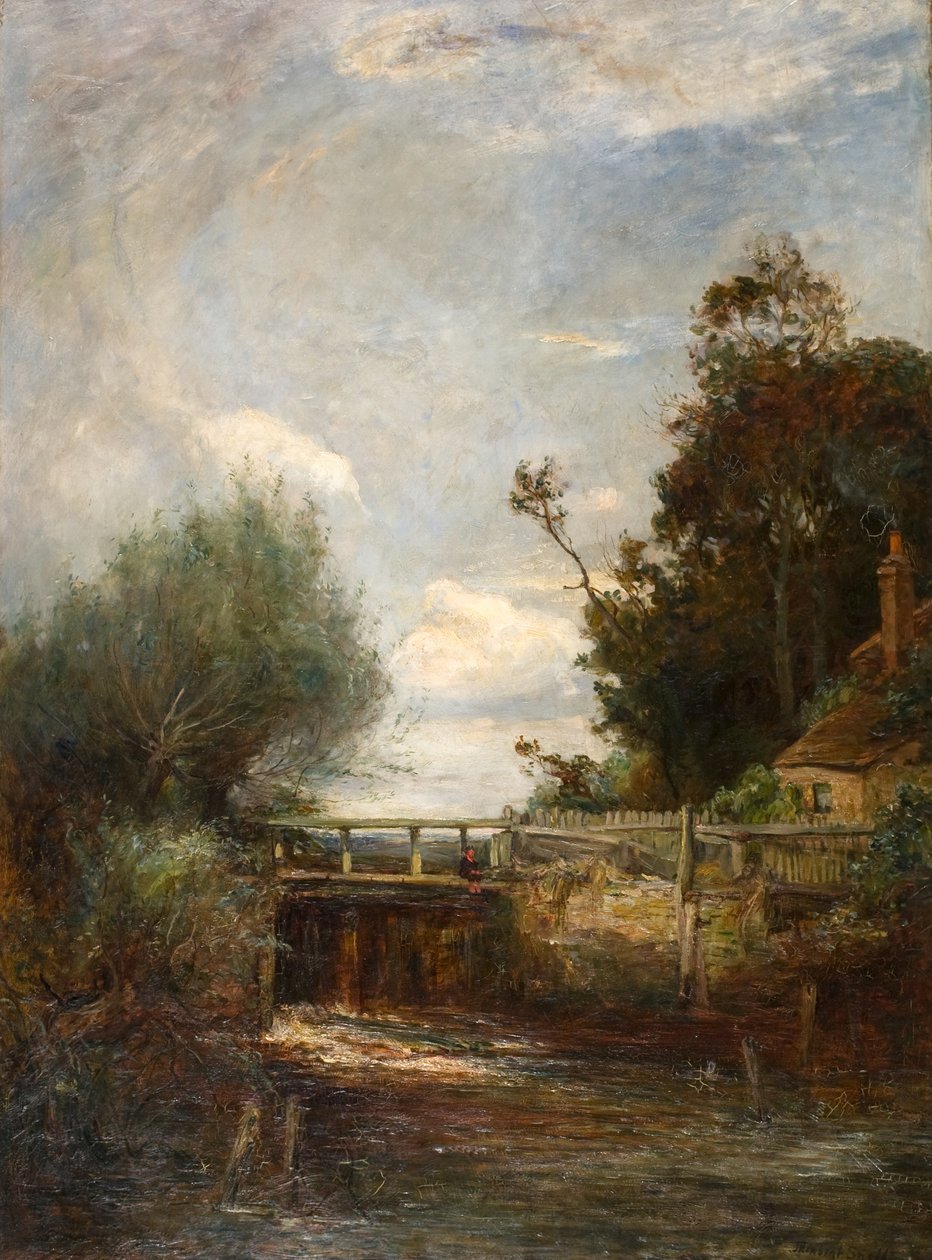 The Lock On the Colne River (öljy kankaalle) tekijältä James Herbet Snell