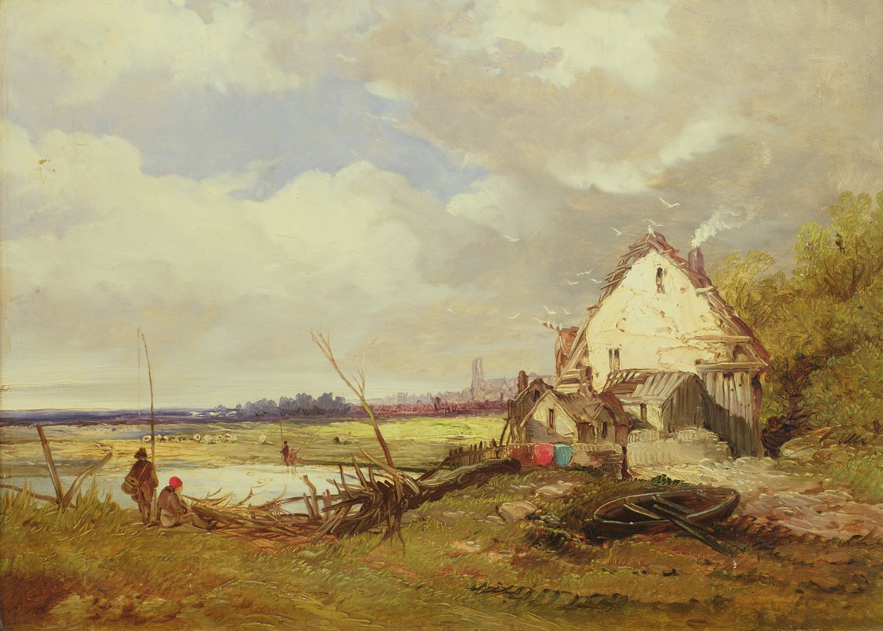 Kalastajat mökillä joen rannalla tekijältä James Holland