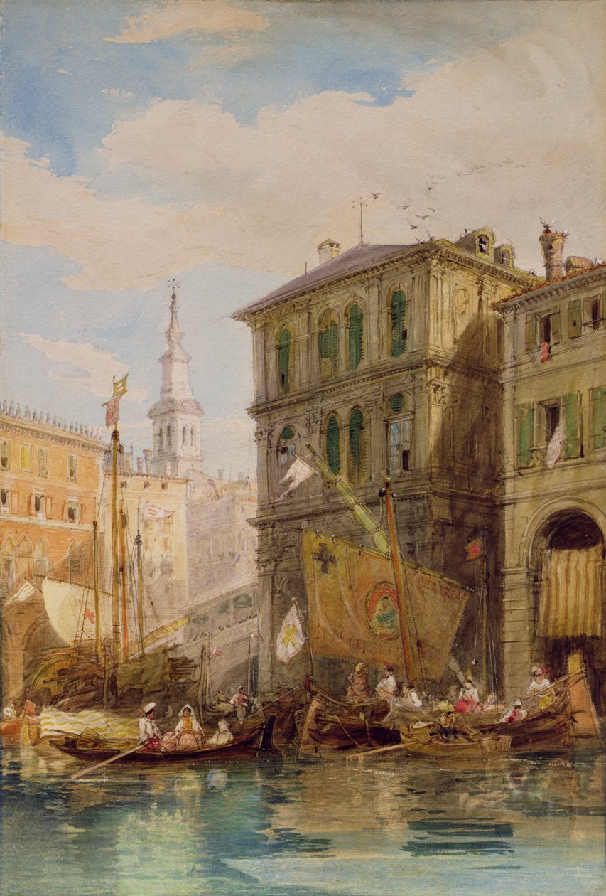 Palazzo Dei Camerlenghi, Venetsia, n. 1835-1855 (lyijykynä ja akvarelli) tekijältä James Holland