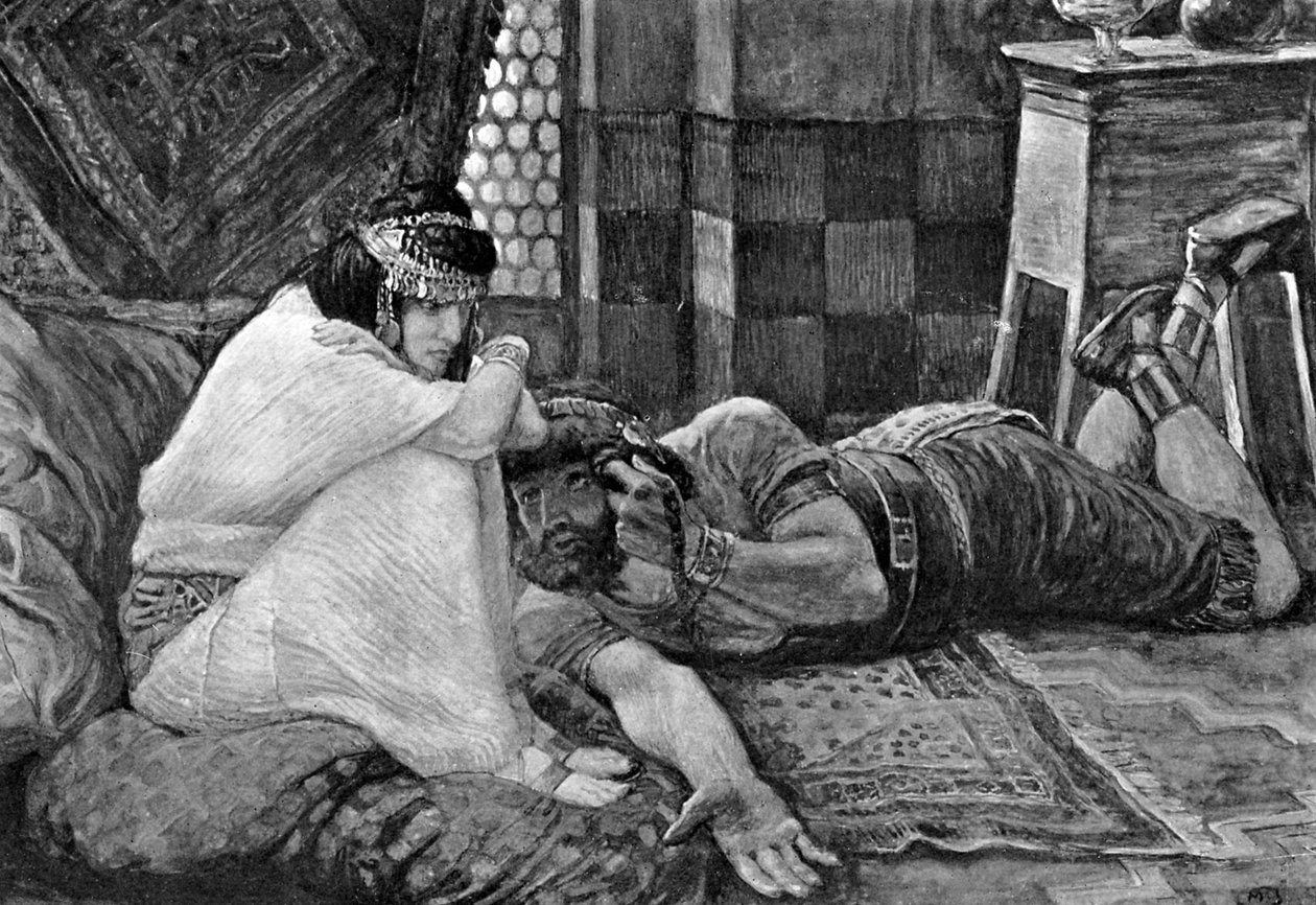 Simson paljastaa salaisuutensa Delilalle - Raamattu tekijältä James Jacques Joseph (after) Tissot