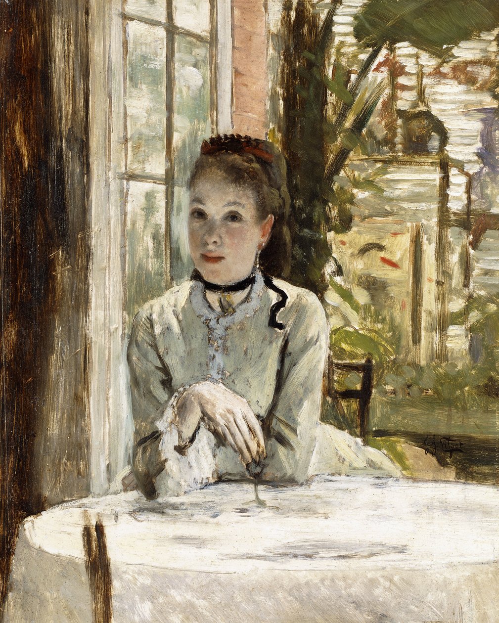 Nainen tyylikkäässä sisustuksessa, tekijältä James Jacques Joseph Tissot