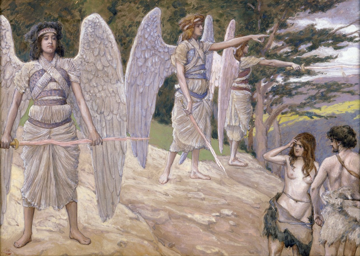 Adam ja Eeva ajettu paratiisista - Tissot, James Jacques Joseph (1836-1902) - 1896-1902 - Guassi paperille - 22,6x31,7 - Juutalainen museo, New York tekijältä James Jacques Joseph Tissot