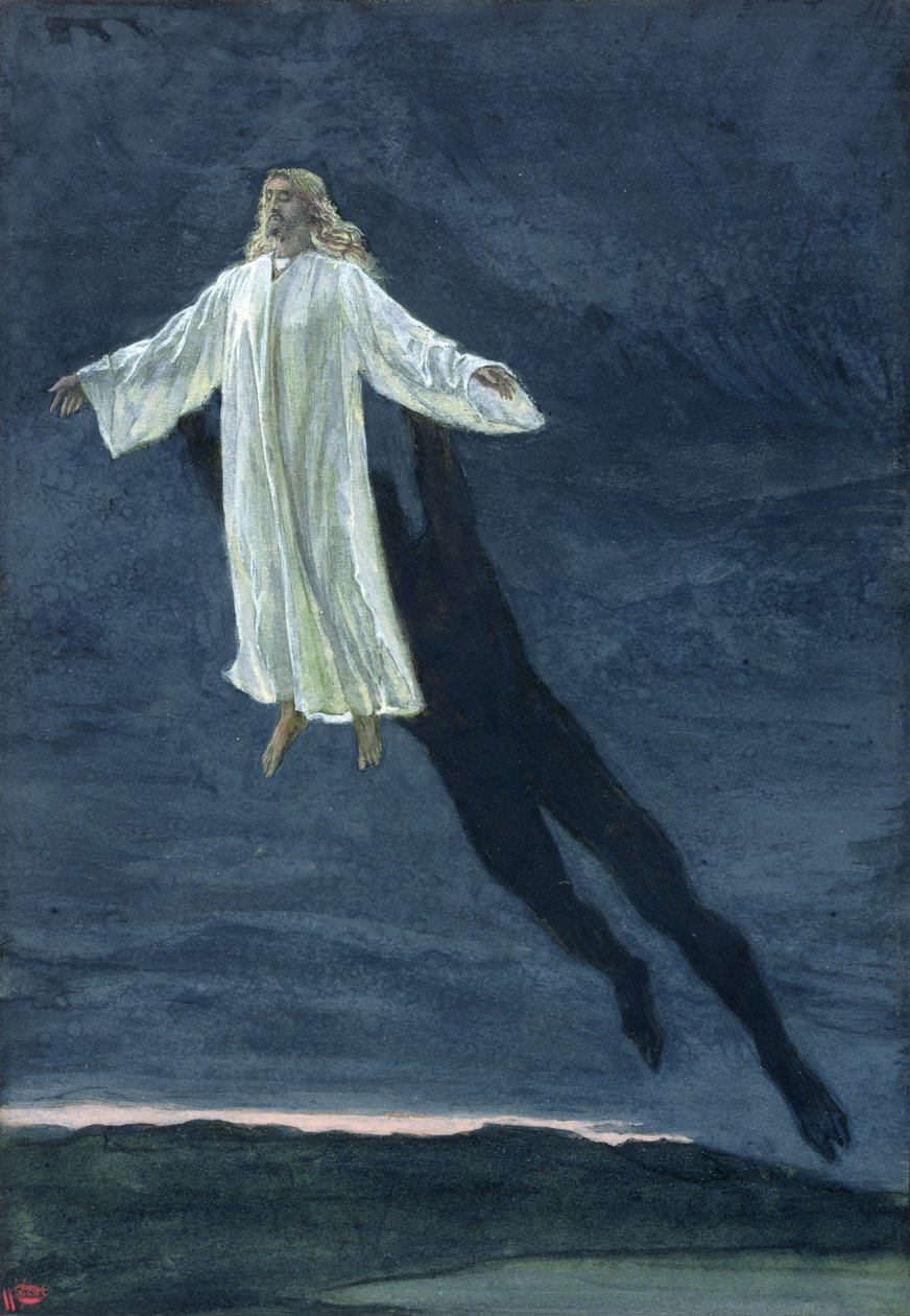 Kristus noussut korkealle vuorelle, kuvitus teoksesta The Life of Christ, n. 1886-1894 (wc ja guassi pahville) tekijältä James Jacques Joseph Tissot