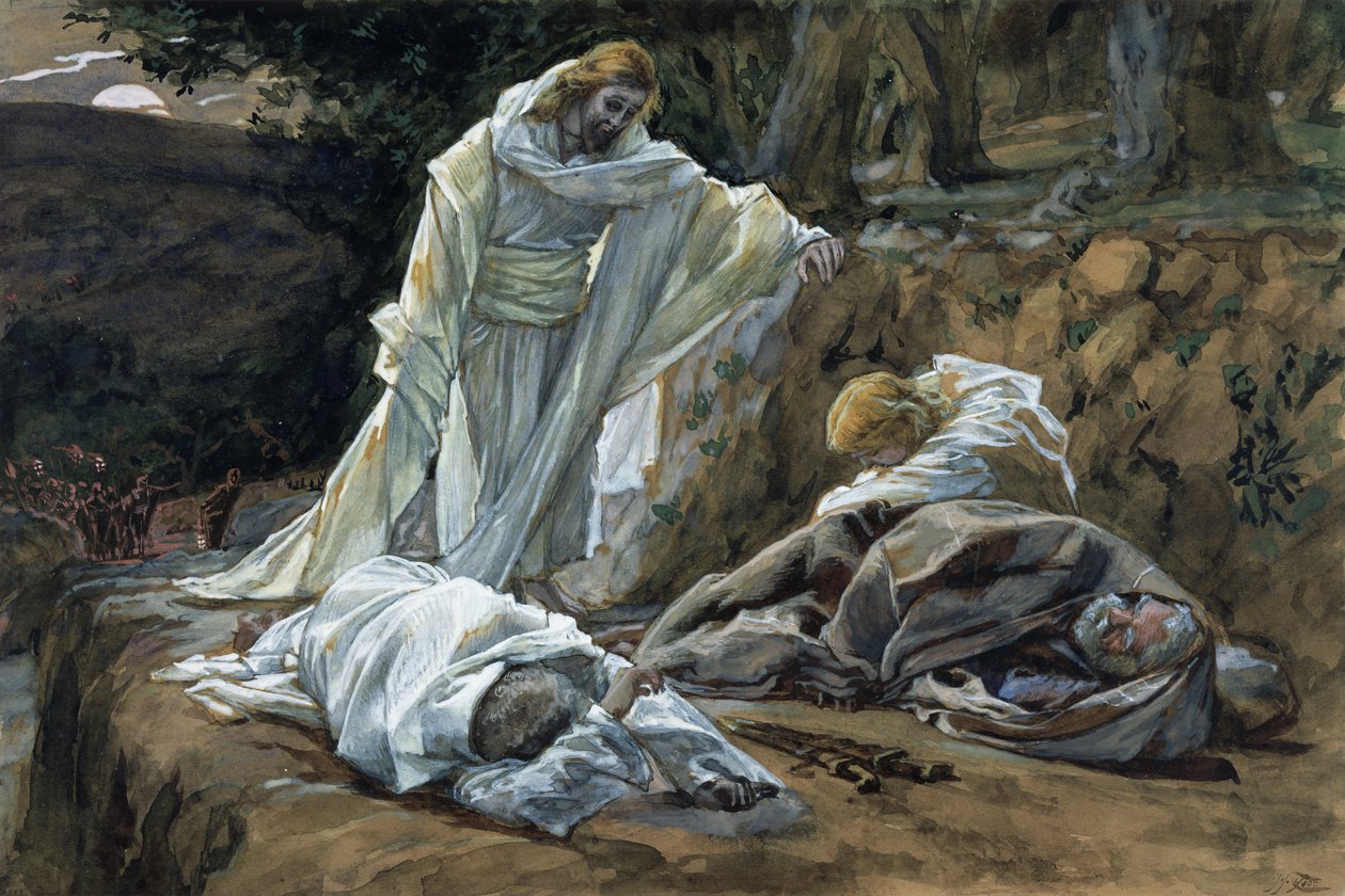 Could You Not Watch with Me One Hour?, kuvitus elokuvasta The Life of Christ, n. 1886-1894 (wc ja guassi pahville) tekijältä James Jacques Joseph Tissot