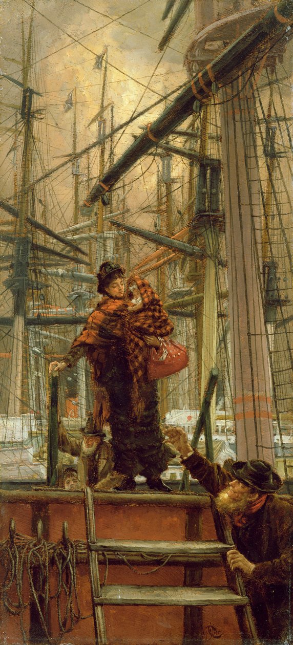 Emigrants, n. 1879 (öljy paperille asetettu paneeliin) tekijältä James Jacques Joseph Tissot