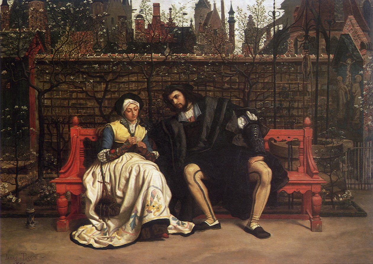 Faust ja Marguerite puutarhassa, 1861 tekijältä James Jacques Joseph Tissot