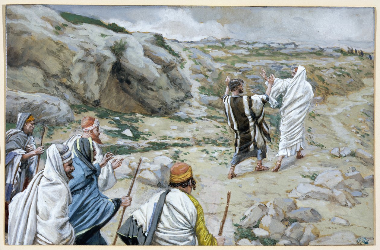 Get Thee Behind Me, Saatana, kuvitus teokseen The Life of Christ, n. 1886-1894 (wc ja guassi pahville) tekijältä James Jacques Joseph Tissot