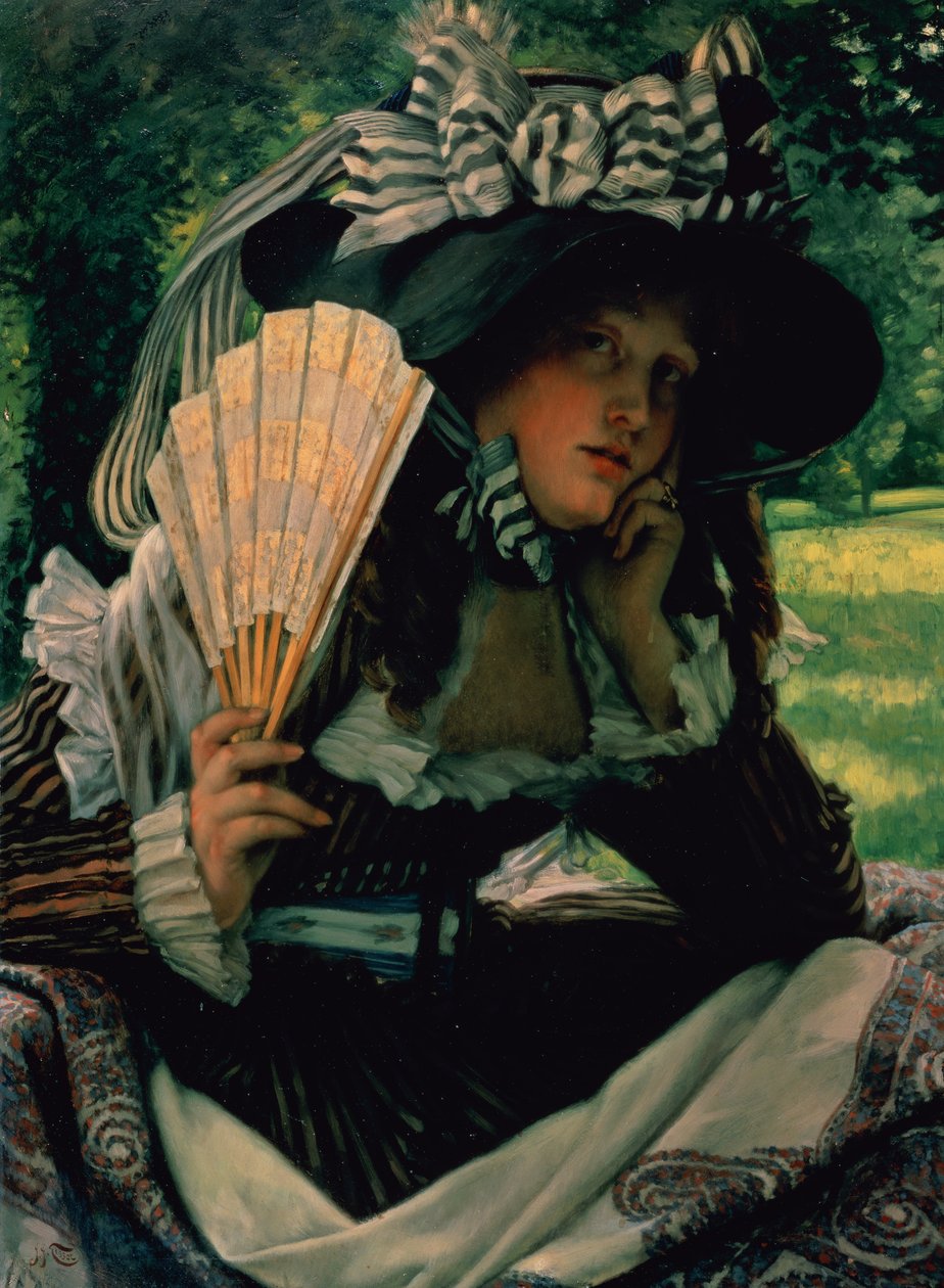 Tyttö tuulettimen kanssa, n. 1870-71 tekijältä James Jacques Joseph Tissot