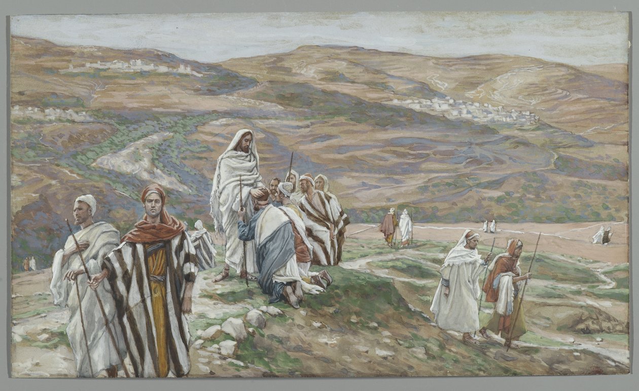 Hän lähetti ne kaksi kerrallaan, esimerkki teoksesta The Life of Our Lord Jesus Christ, 1886-96 (wc grafiitin päällä paperilla) tekijältä James Jacques Joseph Tissot