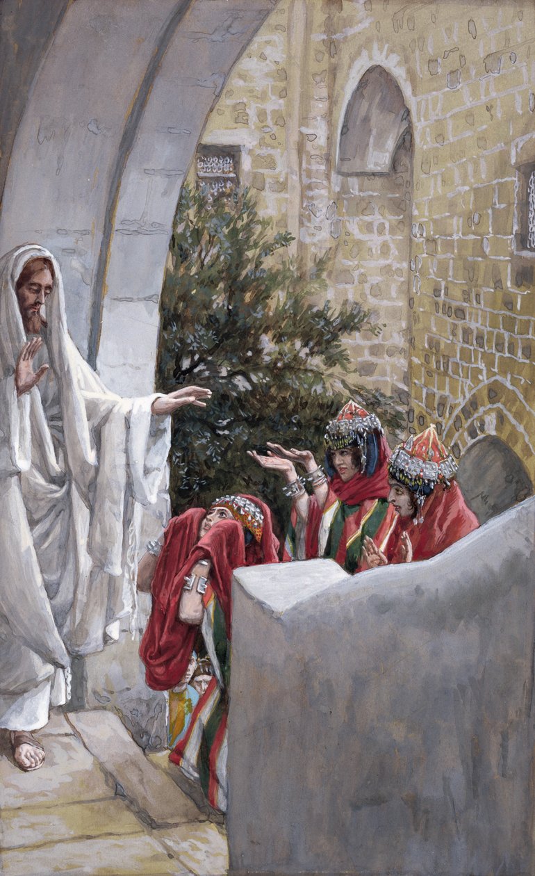 Kanaanilaisten tyttären parantaminen, kuvitus teokselle The Life of Christ, n. 1886-1894 (wc ja guassi pahville) tekijältä James Jacques Joseph Tissot