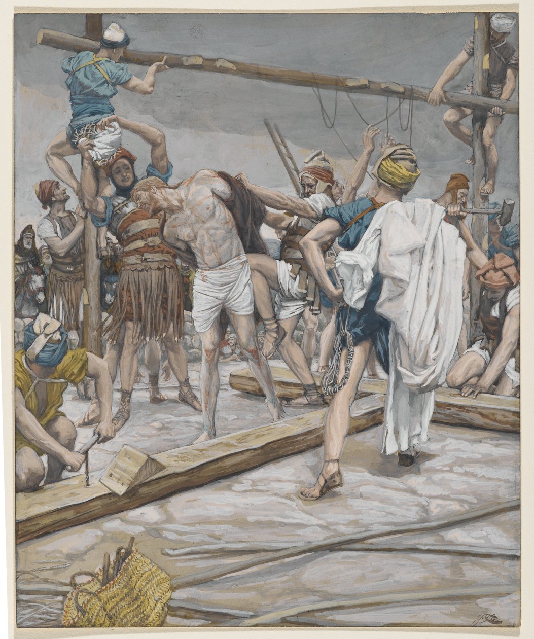 Jeesus riisuttu vaatteistaan, kuvitus teoksesta Herramme Jeesuksen Kristuksen elämä, 1886-94 (wc grafiitin päällä paperilla) tekijältä James Jacques Joseph Tissot