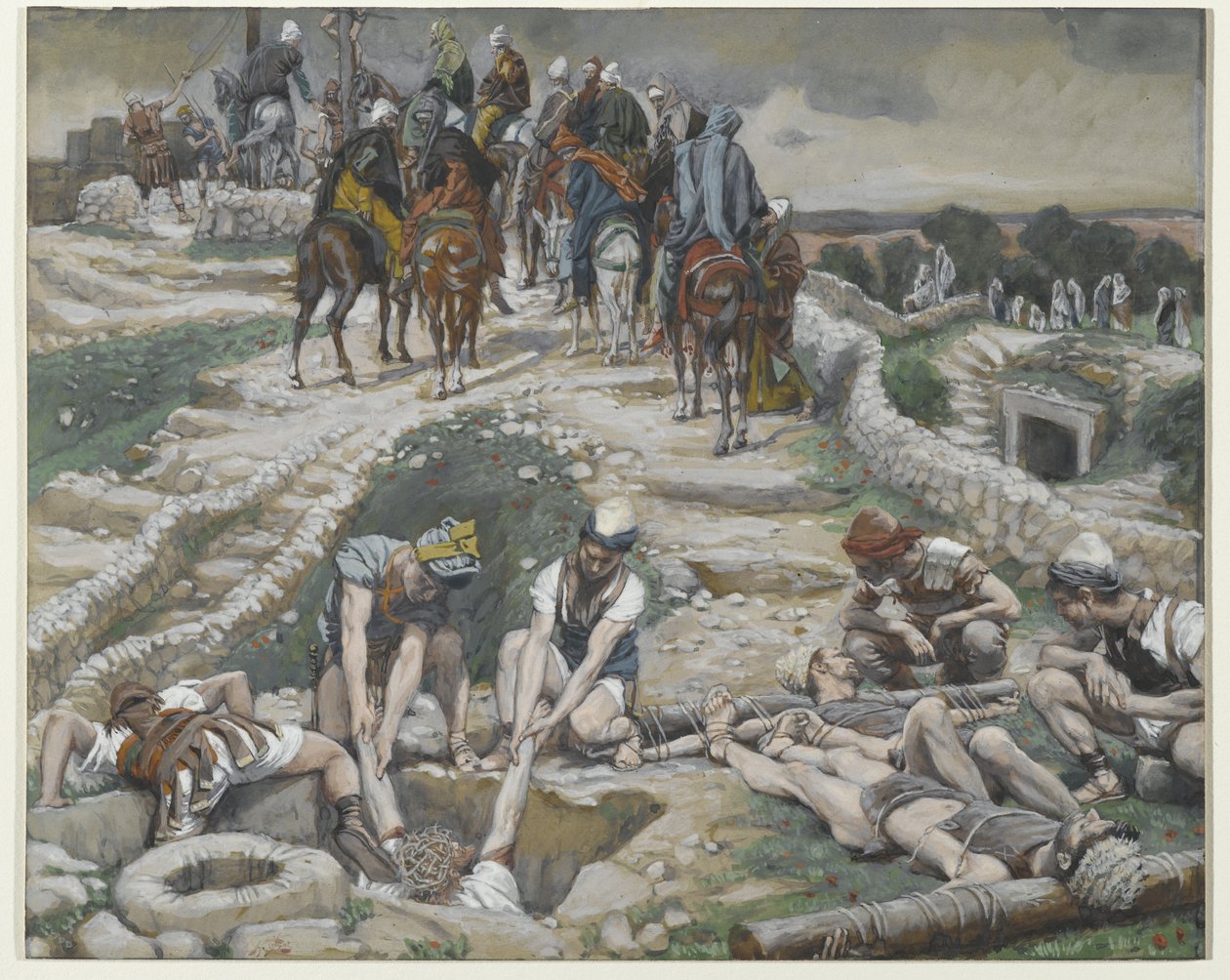 Jeesus otettu vesisäiliöstä, kuva Herramme Jeesuksen Kristuksen elämästä, 1886-94 (wc grafiitin päällä paperilla) tekijältä James Jacques Joseph Tissot