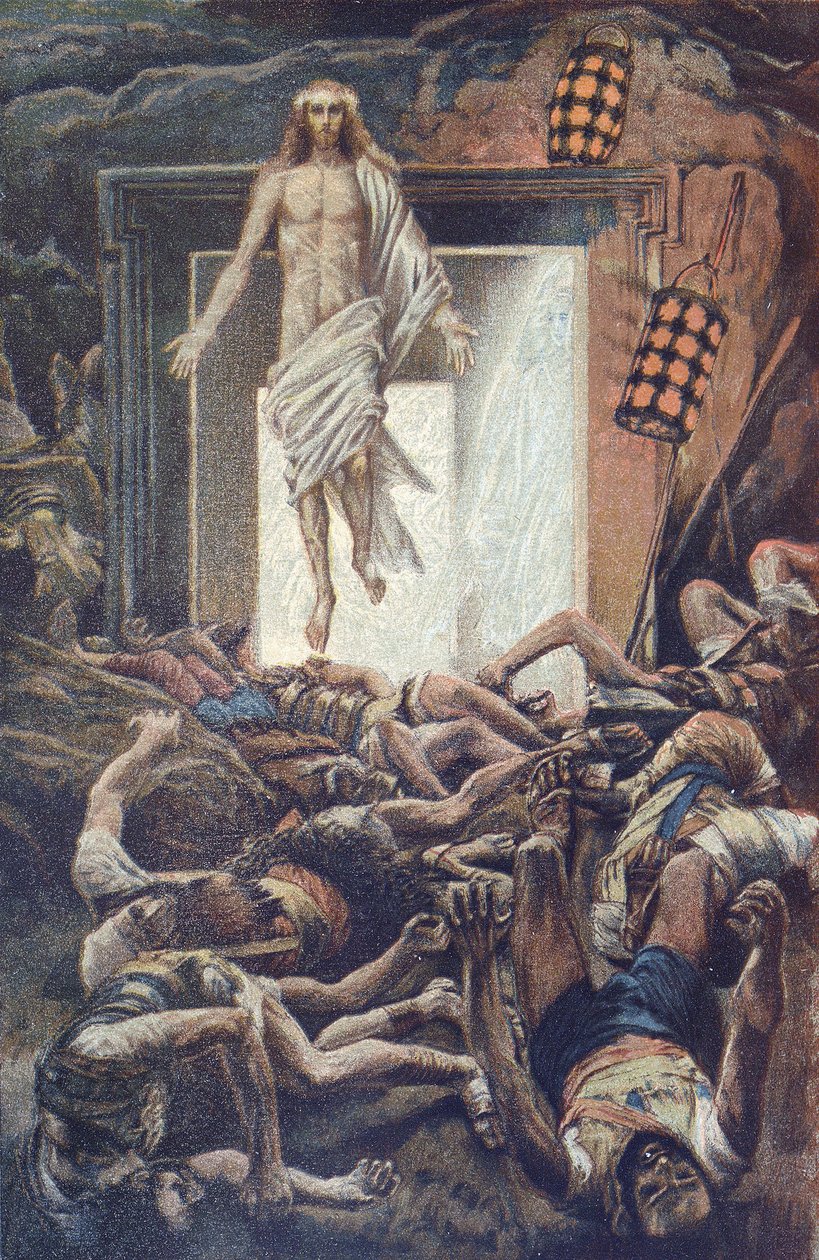 La Resurrection - ylösnousemus - kirjasta "" Herramme Jeesuksen Kristuksen elämä"" - 1899, James Tissot - La vie de notre seigneur Jesus Christ, kirjoittanut Jacques Joseph tekijältä James Jacques Joseph Tissot