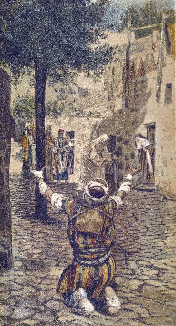 La guerison des lepers à Capharnaum - spitaalisten parantaminen Kapernaumissa - teoksesta "" Herramme Jeesuksen Kristuksen elämä"" - James Tissot 1899 - La vie de notre seigneur Jesus Christ, kirjoittanut Jacques Joseph (Jacques Joseph) Tissot dit James Ti tekijältä James Jacques Joseph Tissot
