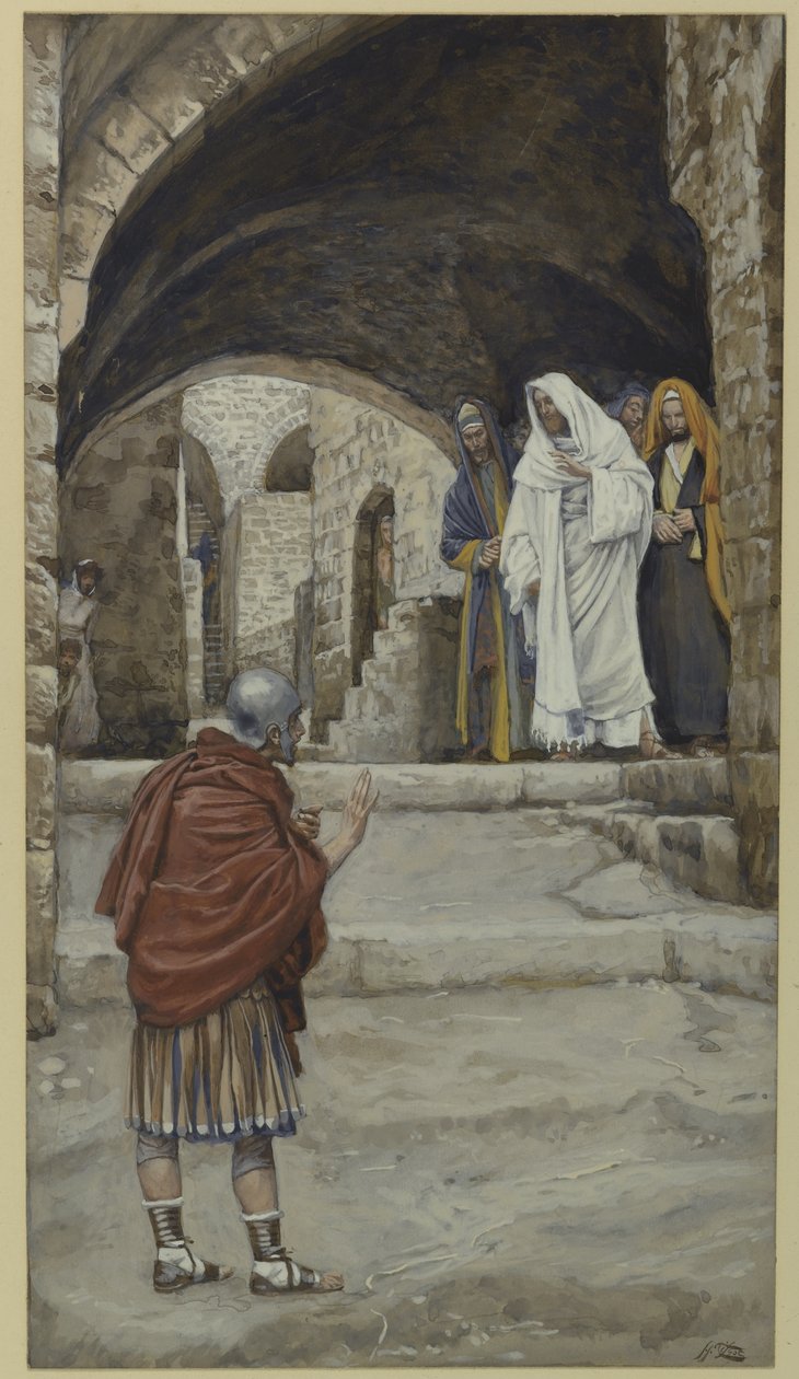 Herra, en ole arvoinen, esimerkki teoksesta Herramme Jeesuksen Kristuksen elämä (wc grafiitin päällä paperilla) tekijältä James Jacques Joseph Tissot