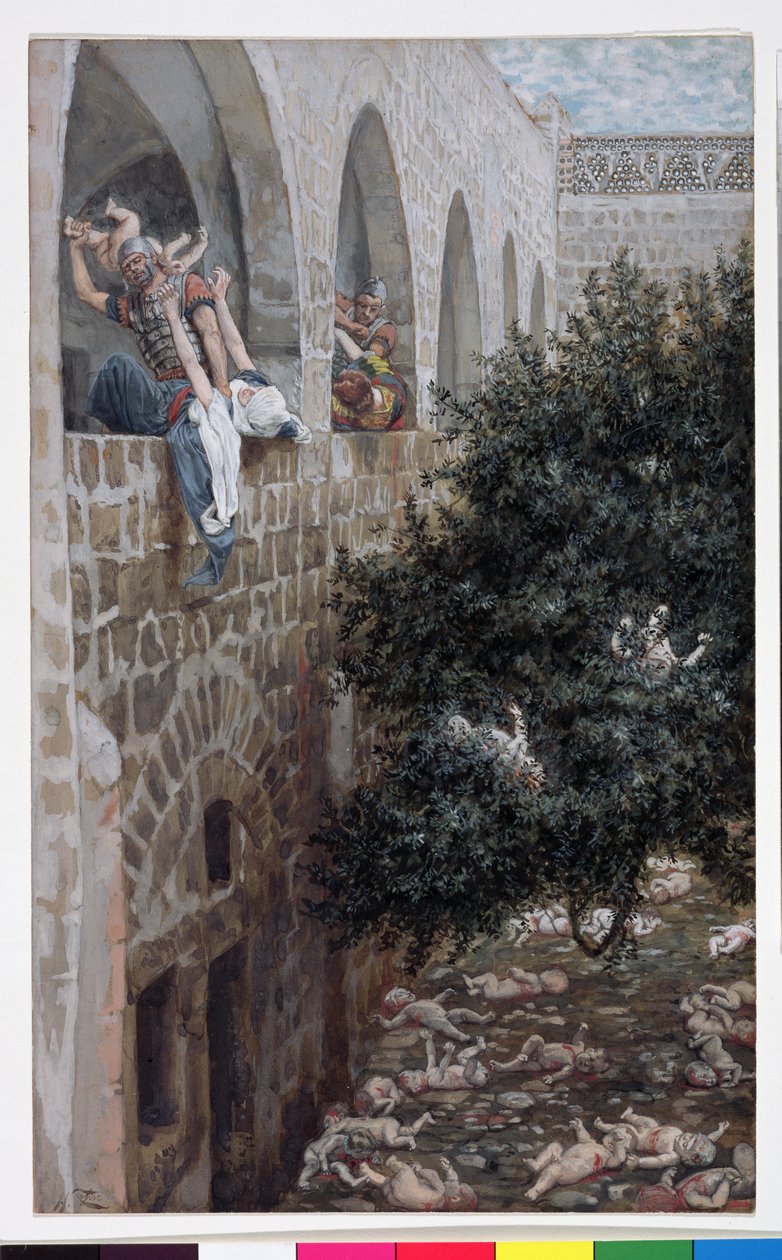Massacre of the Innocents, kuvitus teokselle "The Life of Christ", n. 1886-1894 akvarelli ja guassi pahville) tekijältä James Jacques Joseph Tissot