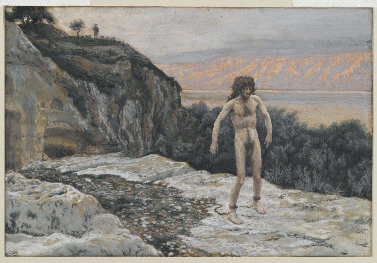 Nimeni on Legion, esimerkki teoksesta The Life of Our Lord Jesus Christ (wc grafiitin päällä paperilla) tekijältä James Jacques Joseph Tissot