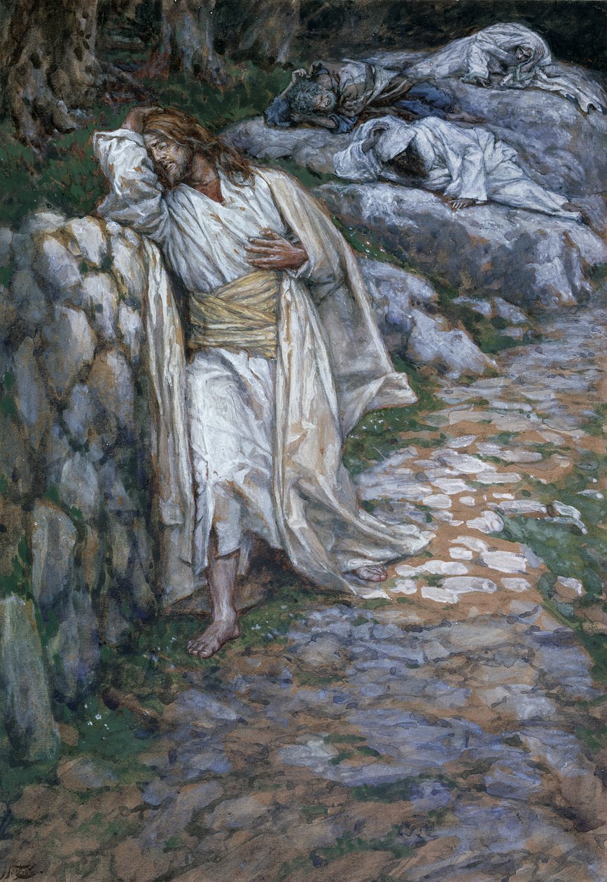My Soul Is Exceeding Surrowful To Death, kuvitus teoksesta The Life of Christ, n. 1884-1896 (wc ja guassi pahville) tekijältä James Jacques Joseph Tissot