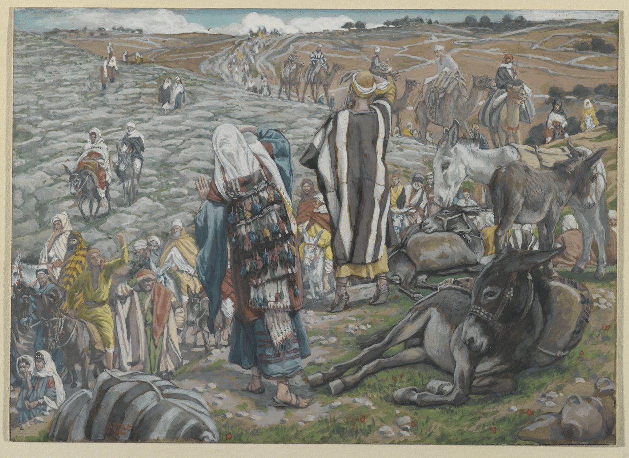 Jerusalemista palatessa huomataan, että Jeesus on kadonnut, esimerkki teoksesta The Life of Our Lord Jesus Christ (wc grafiitin päällä paperilla) tekijältä James Jacques Joseph Tissot