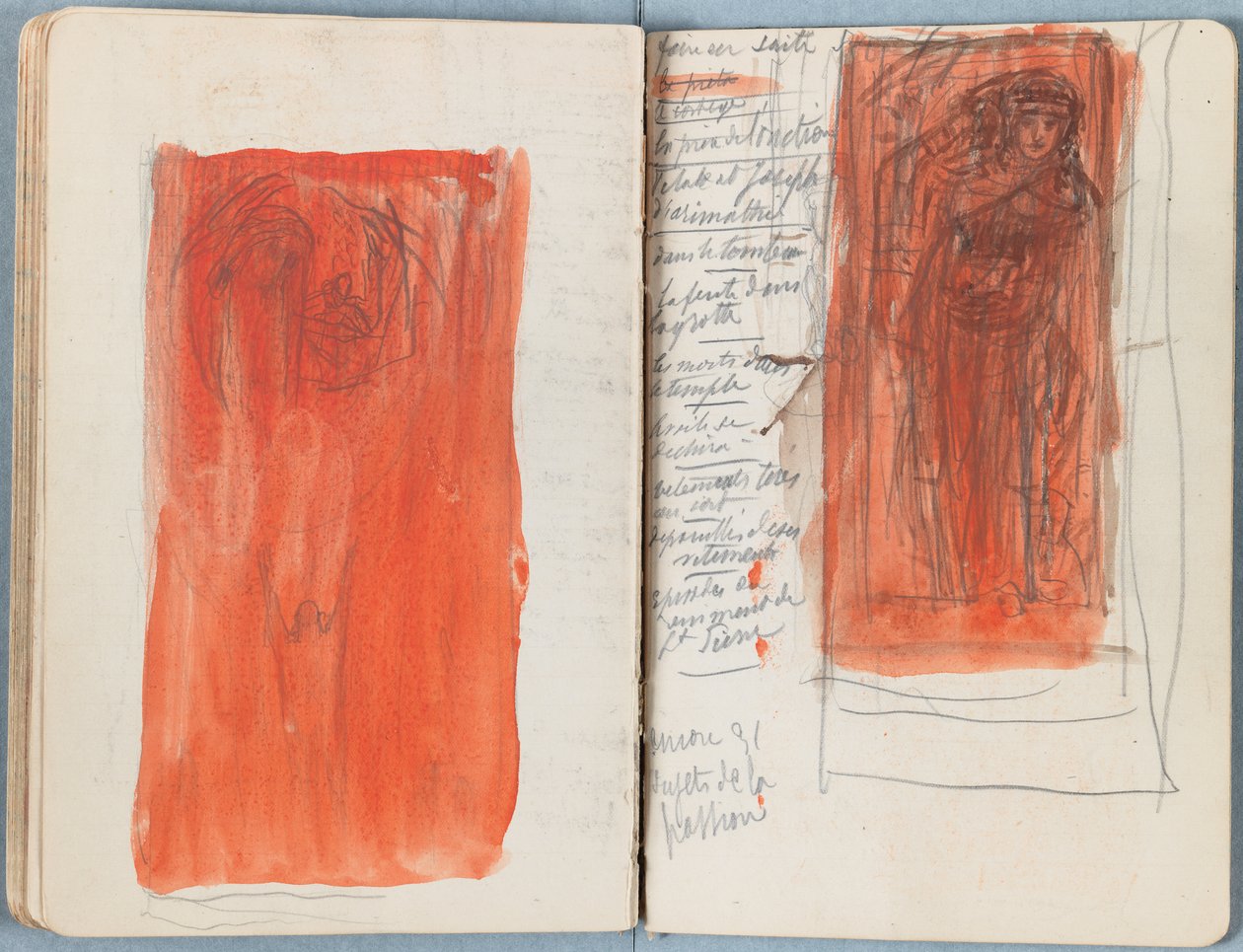 Sivuja Sketches for The Life of Our Lord Jesus Christ -albumista 1880-luvun lopulla (grafiitti ja pesu paperille) tekijältä James Jacques Joseph Tissot