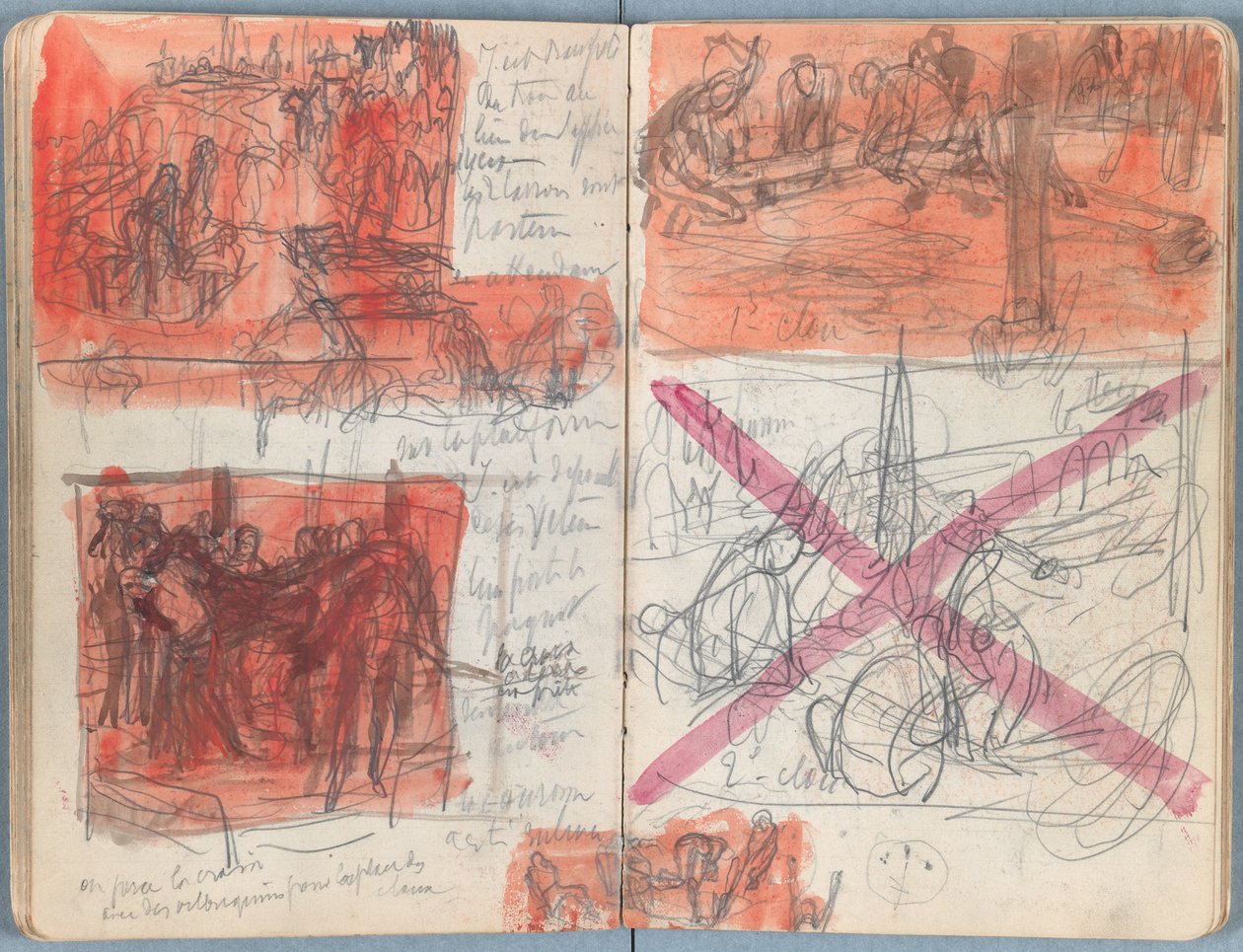 Sivuja Sketches for The Life of Our Lord Jesus Christ -albumista 1880-luvun lopulla (grafiitti ja pesu paperille) tekijältä James Jacques Joseph Tissot