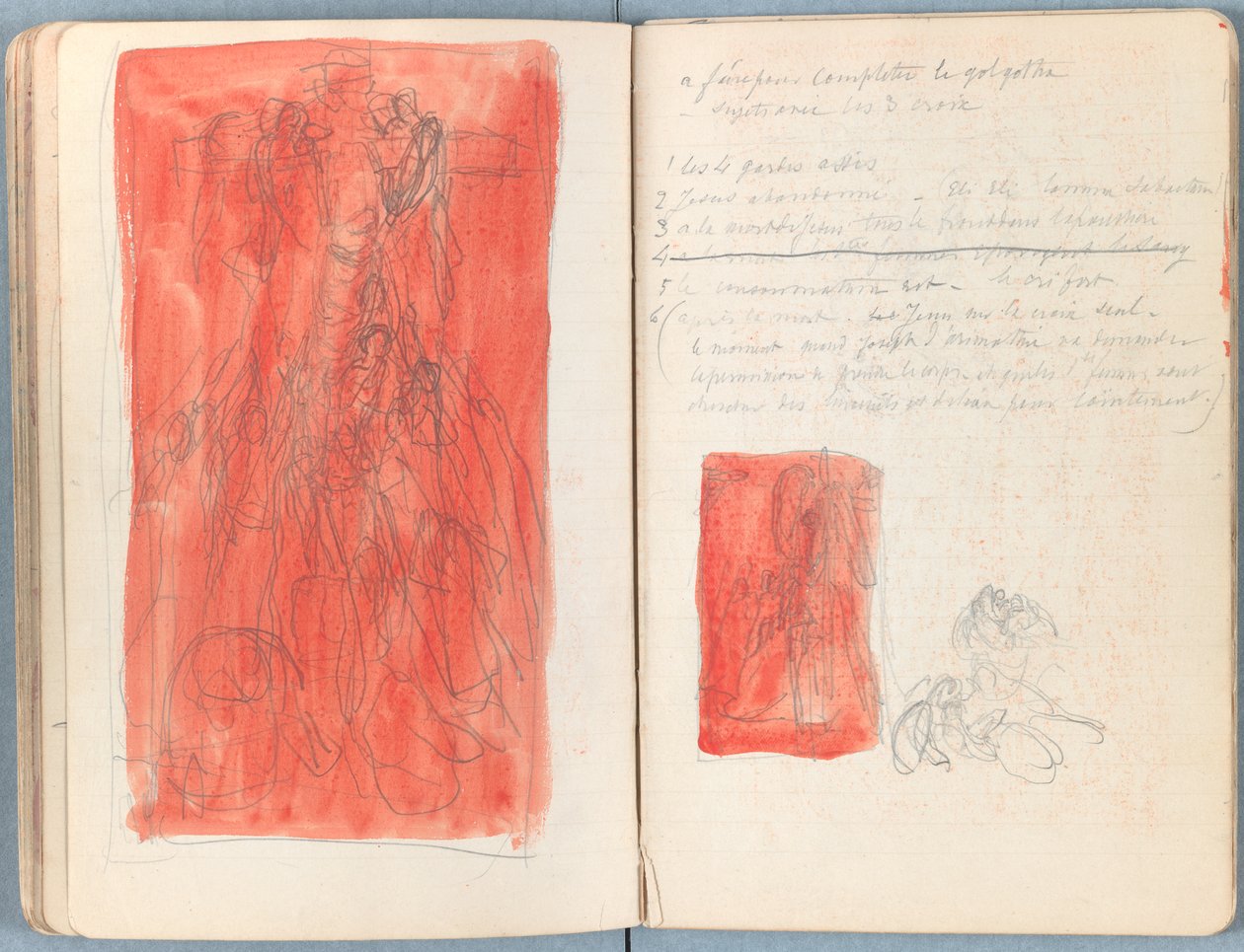 Sivuja Sketches for The Life of Our Lord Jesus Christ -albumista 1880-luvun lopulla (grafiitti ja pesu paperille) tekijältä James Jacques Joseph Tissot