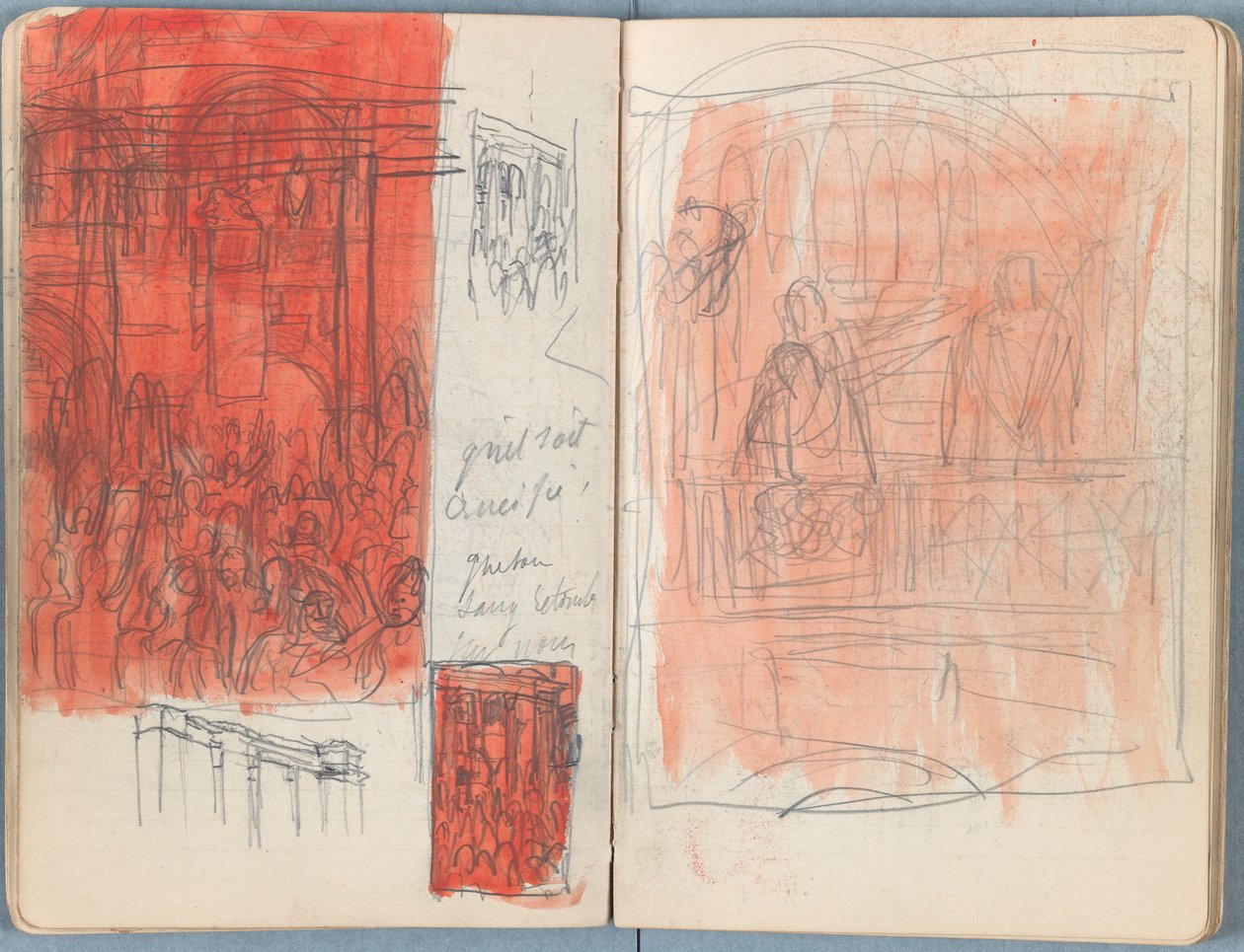 Sivuja Sketches for The Life of Our Lord Jesus Christ -albumista 1880-luvun lopulla (grafiitti ja pesu paperille) tekijältä James Jacques Joseph Tissot