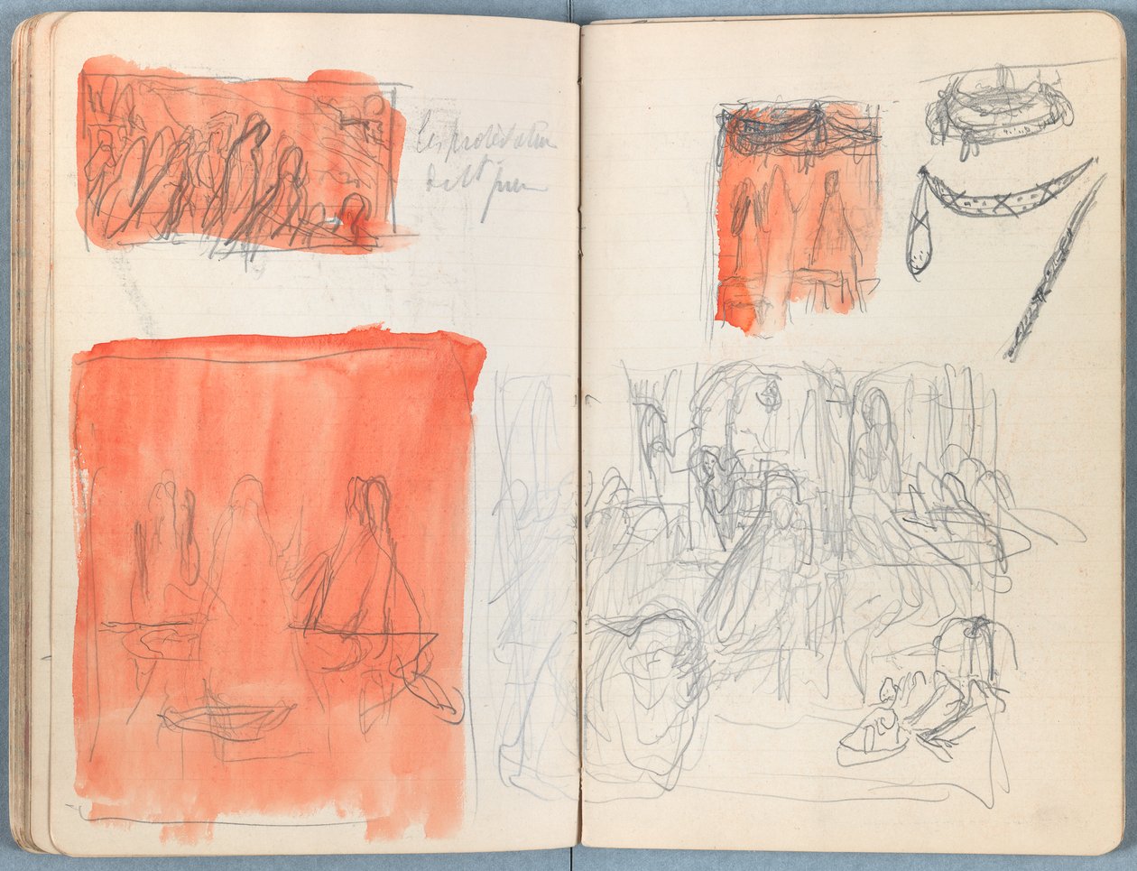 Sivuja Sketches for The Life of Our Lord Jesus Christ -albumista 1880-luvun lopulla (grafiitti ja pesu paperille) tekijältä James Jacques Joseph Tissot