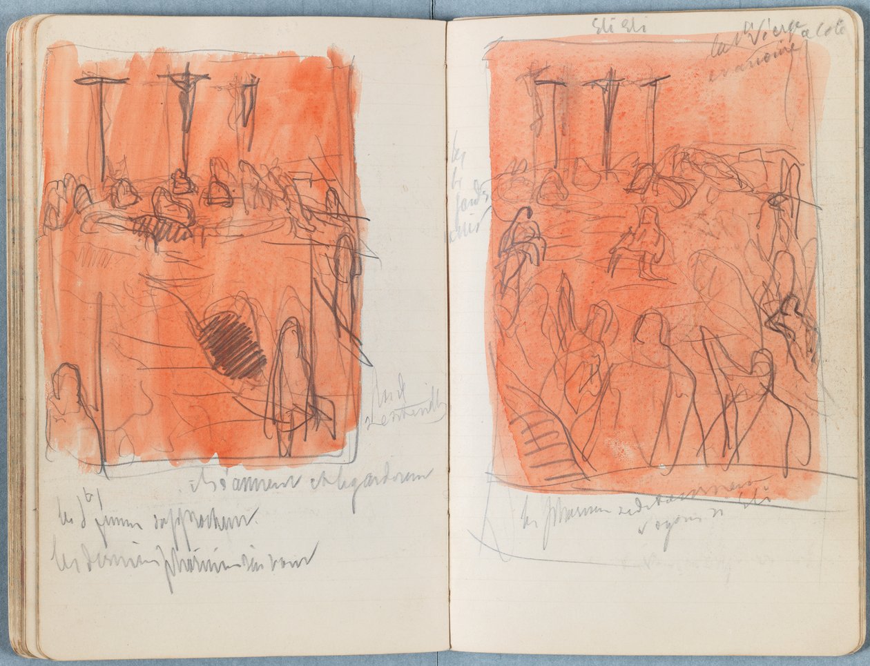 Sivuja Sketches for The Life of Our Lord Jesus Christ -albumista 1880-luvun lopulla (grafiitti ja pesu paperille) tekijältä James Jacques Joseph Tissot