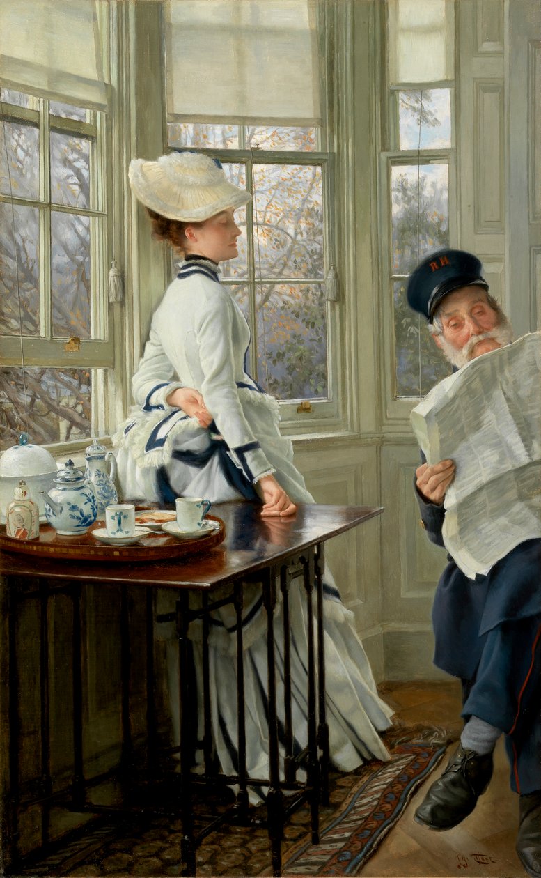 Uutisten lukeminen, 1874 tekijältä James Jacques Joseph Tissot