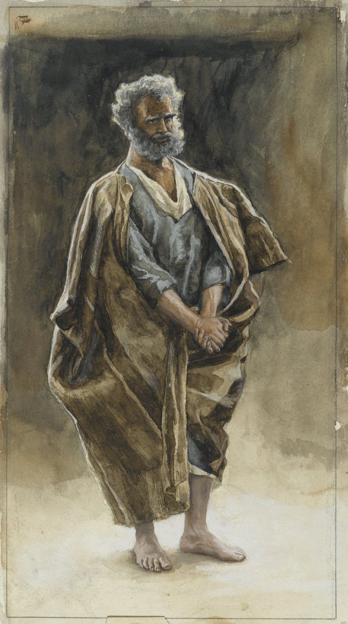 Pyhä Pietari, kuvitus teoksesta Herramme Jeesuksen Kristuksen elämä, 1886-94 (wc grafiitin päällä paperilla) tekijältä James Jacques Joseph Tissot