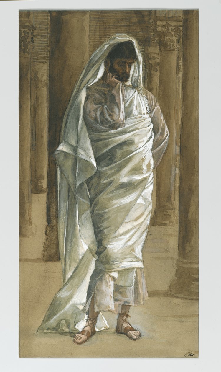Pyhä Tuomas, kuvitus teoksesta Herramme Jeesuksen Kristuksen elämä, 1886-94 (wc grafiitin päällä paperilla) tekijältä James Jacques Joseph Tissot