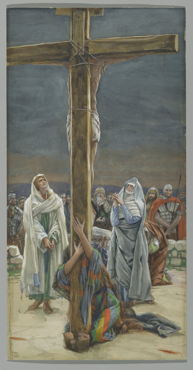 Stabat Mater. Woman Behold Thy Son, kuvitus teoksesta The Life of Christ, n. 1884-1896 (wc ja guassi pahville) tekijältä James Jacques Joseph Tissot