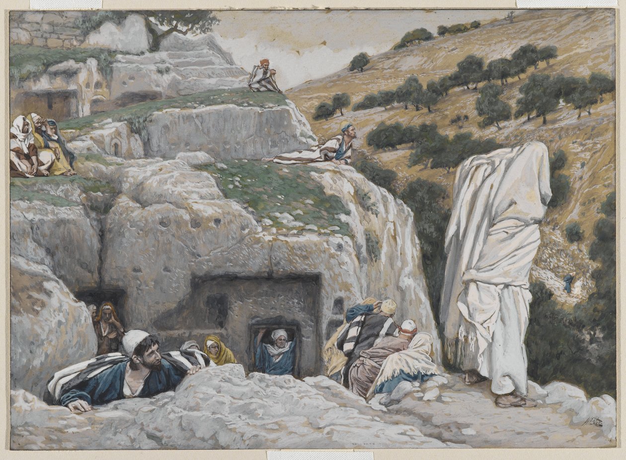 Apostolien piilopaikka, esimerkki teoksesta Herramme Jeesuksen Kristuksen elämä, 1886-94 (wc grafiitin päällä paperilla) tekijältä James Jacques Joseph Tissot
