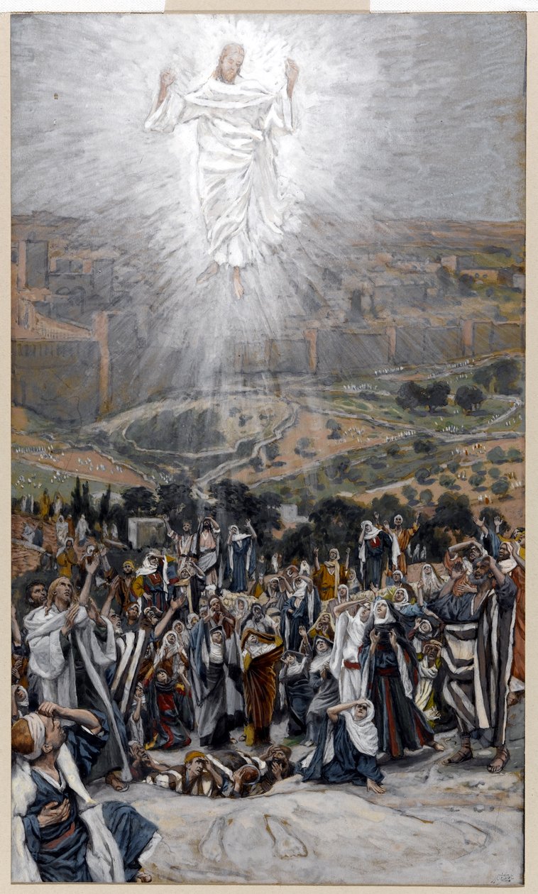Ascension from the Olive Mount, kuvitus teokselle The Life of Christ, n. 1884-1896 (wc ja guassi pahville) tekijältä James Jacques Joseph Tissot