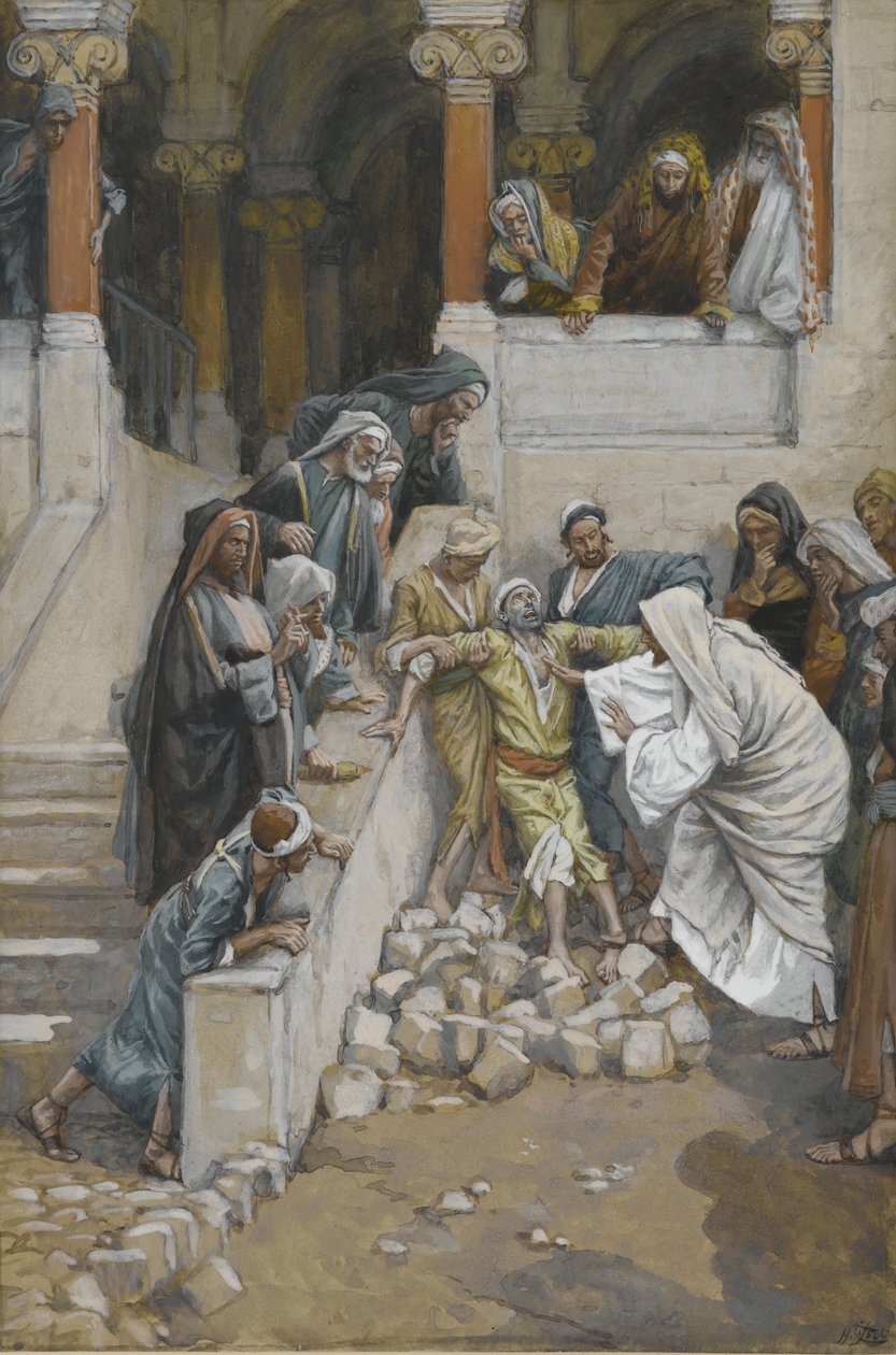 Paholaisten riivaama sokea ja mykkä mies, kuva Herramme Jeesuksen Kristuksen elämästä (wc grafiitin päällä paperilla) tekijältä James Jacques Joseph Tissot