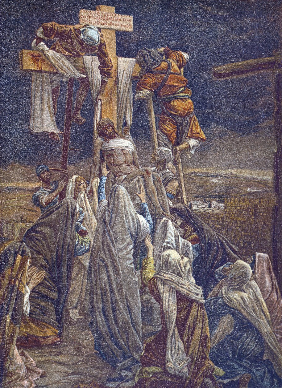 Ristin laskeutuminen - Ristin laskeutuminen - "Herramme Jeesuksen Kristuksen elämästä" - 1899 James Tissot - La vie de notre seigneur Jesus Christ, Jacques Joseph (Jacques-Joseph) Tissot, James Tissot (1836-1902) tekijältä James Jacques Joseph Tissot